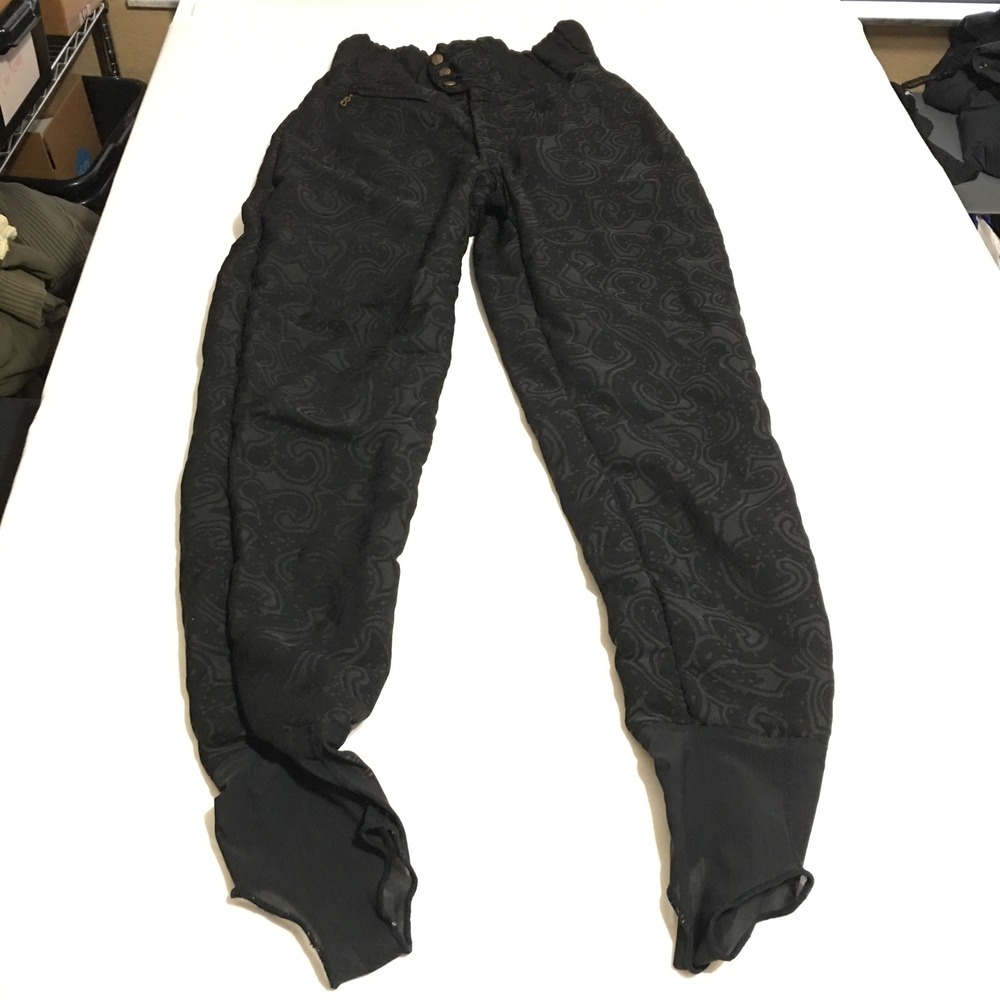Bogner Ski Pants Womens 10 Black Paisley Stirrup High Waist